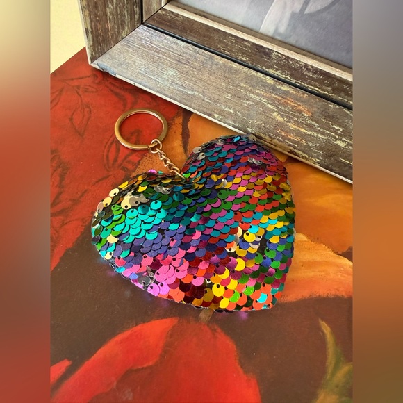 Accessories - Colorful Sequin Heart Keychain